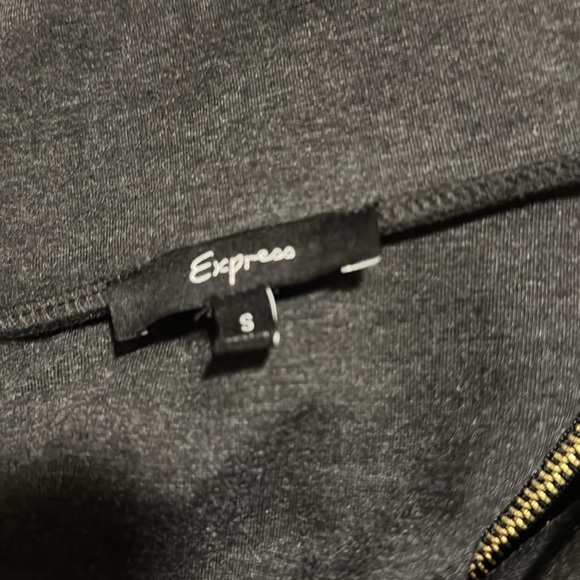 Express Gray Shift Dress Size Small Cowl Neck Cap Sleeves Zip Back Pockets - Picture 4 of 7